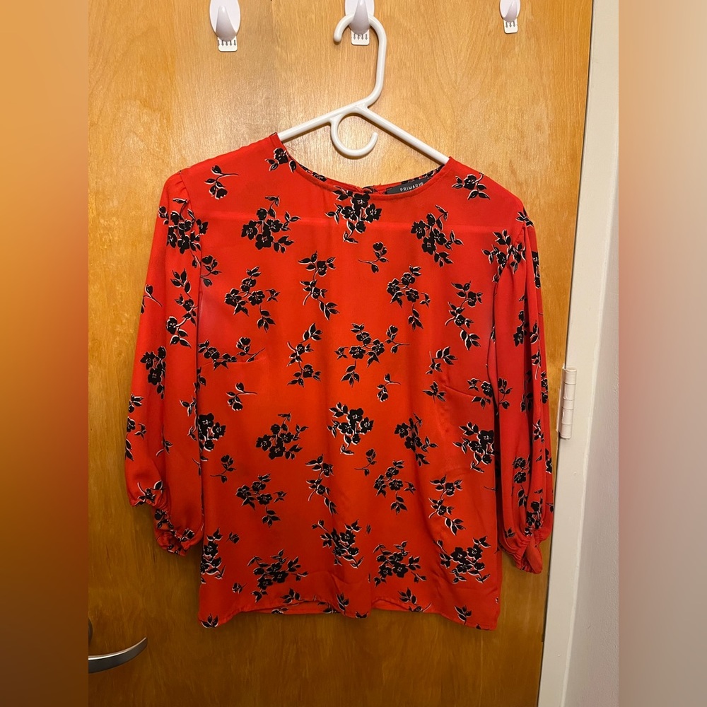 Primark Red/Black Floral Blouse